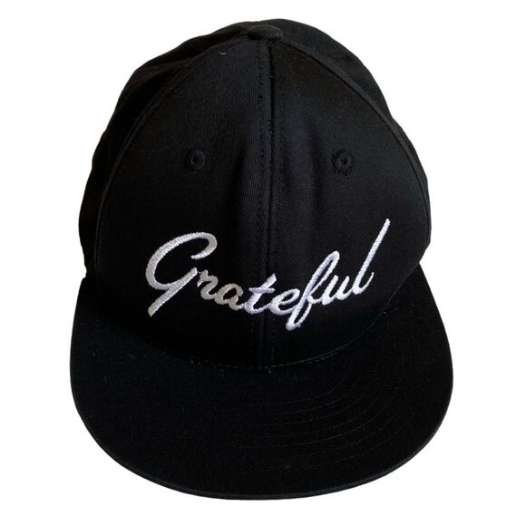 KB Ethos Grateful Embroidered Black Snapback Cotton Baseball Hat Cap - Picture 2 of 12